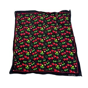 Vintage Cherry Heart Star Y2K Cotton Bandana Scarf Black Red Rockabilly Retro